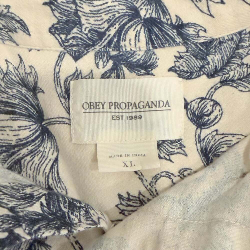 Obey Propaganda XL Floral Toile Button Down Flannel Shirt - Picture 3 of 7